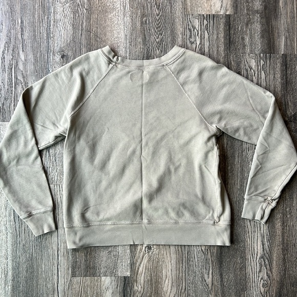 Mate the Label Sweater Green Gray Organic Fleece Raglan Sweatshirt Size Small - Picture 9 of 11